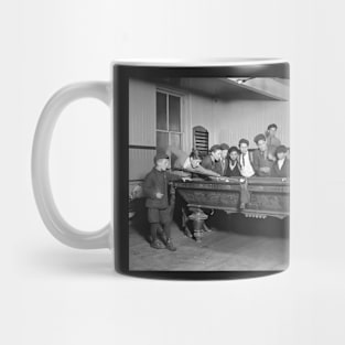 Boys Shooting Pool, 1909. Vintage Photo Mug